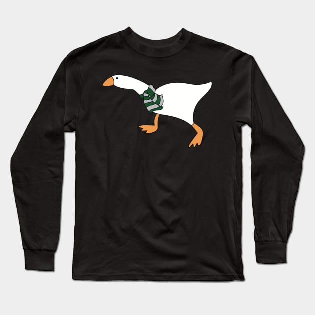 Goose Wizard with Green Gray Scarf Long Sleeve T-Shirt by The Pretty Hippo Company